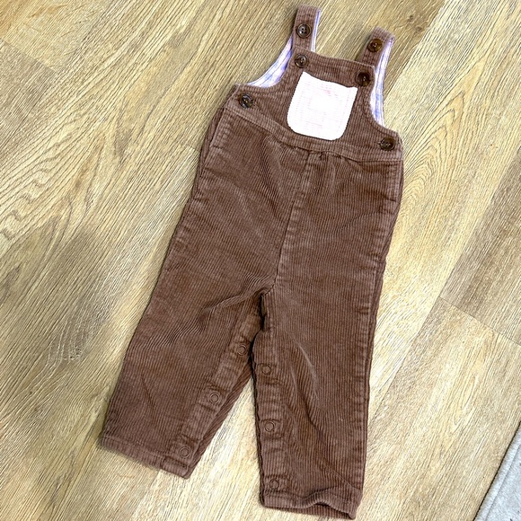 Hammies Retro Corduroy Overalls in Brown / Powder Pink |Size 1T - Picture 2 of 9